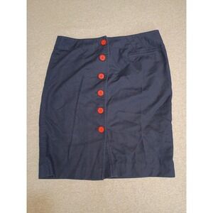Lauren Ralph Lauren Navy Blue Red Button Front Skirt 10 Nautical Preppy Skirt